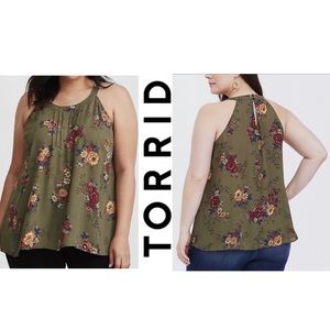 Torrid 5x NWOT, Olive Green Floral Halter Neck Tank